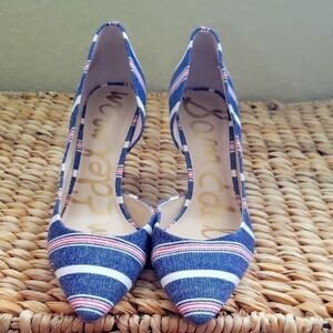 Sam Edelman Blue and Pink Striped Heels
